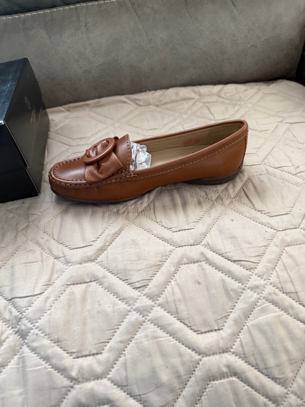 Marc Joseph Tan Leather Loafer with Ring Detail - Picture 3 of 5